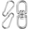 DAVIDJAMESCLARKE Girevole girevole in acciaio inox M8 con 2 moschettoni, grande, giunto girevole in acciaio inox 304 per poltrona sospesa, girevole in acciaio inox per sedia sospesa, sacco da boxe, griglia girevole