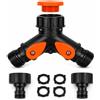 LMSAWK Sdoppiatore Acqua a Y per Rubinetto, Connettore a 2 Uscite con Raccordo 3/4 Pollici e Adattatore 1/2 Pollice, Valvole Separate e Flusso Regolabile
