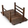 HOMASIS Ponte da Giardino in Legno di Abete, Ponticello Decorativo con Ringhiere di Protezione, Ideale per Laghetti, Corsi d'Acqua e Vialetti, Portata 500 kg (125 x 68 x 47 cm)