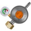 TAMS Riduttore di pressione del gas 37 mbar con manometro e valvola di sicurezza EFV, regolatore di pressione del gas 1,5 kg/h, W21,8 LH, attacco tubo da 9 mm, EN16129, per bombola del gas, barbecue
