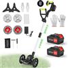 Brolteja Decespugliatore Senza Fili 850W,Motore Senza Spazzole,Tagliabordi con 2 Batterie 4.0Ah,5 Accessori + Ruote,Testa Orientabile 90°,Lunghezza Regolabile 110-140cm,Peso 3.2kg,per Giardini,Prati,Erbacce