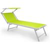 Bricozone Lettino Pieghevole Prendisole in Alluminio E Tessuto Textilene Professionale Con Tettuccio Parasole Orientabile Sdraio Per Mare Spiaggia Piscina Giardino 182 x 60 x 38 Cm Verde Fluo