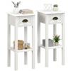 HOMCOM Comodini stretti con cassetto, set da 2, 30x30x75 cm, Bianco | Ripiano inferiore, Comodino alto e stretto, Soggiorno per piccoli spazi, Comodino moderno