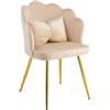 Il Gruppone Passione Casa IlGruppone Poltrona Conchiglia in Velluto, Sedia Imbottita per Camera da Letto e Salotto, Poltroncina Design Moderno con Cuscino e Gambe in Acciaio (Crema)