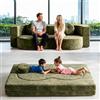 FIVIXIL Divano letto compresso disossato convertibile in memory foam confezionato sottovuoto con rivestimento in tessuto rimovibile include 2 cuscini, verde: 200 x 100 cm