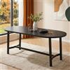 Merax Tavolo da pranzo rotondo, semplice tavolo ovale per 6-8 persone, gambe in metallo stabile, per soggiorno, sala da pranzo, cucina, ufficio, giardino, nero, 180 x 80 x 75 cm