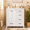 luckdect Mobile-Lavabo con lavabo 76 cm, mobile bagno, lavabo in ceramica incorporato, 4 cassetti e 2 ante per piccoli spazi