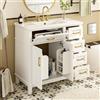luckdect Mobile-Lavabo con lavabo 90 cm, mobile bagno in ceramica, maniglie dorate, 5 cassetti silenziosi e 2 ante in deposito