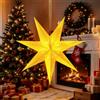 KATELUO Stella di Natale Luminosa, Lampada Stella di Carta, Stella Pieghevole con Luce LED, Stelle Carta da Appendere per Camere da Letto, Balconi, Giardini, Finestre, 45 cm