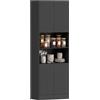 HOMCOM Credenza Cucina Alta, 6 Livelli, 60x30x170cm, Effetto Legno Nero | Mobile Dispensa, Ante Soft Close, 2 Ripiani Aperti, Ripiani Regolabili, Mobile Cucina per Sala da Pranzo Soggiorno