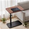 Qnbonrich Tavolino girevole a 360° con struttura in metallo (noce) | Tavolino da soggiorno, comodino, tavolino da caffè, tavolino da divano, con altezza regolabile da 45 a 80 cm