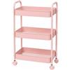 cecaro group Carrello Portaoggetti 3 Ripiani in Metallo 45x30x78 cm con Ruote 360°- Rosa