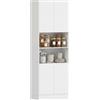 HOMCOM Credenza Cucina Alta, 6 Livelli, 60x30x170cm, Effetto Legno Bianco | Mobile Dispensa, Ante Soft Close, 2 Ripiani Aperti, Ripiani Regolabili, Mobile Cucina per Sala da Pranzo Soggiorno