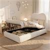 Autheria Letto imbottito 90x200cm,letto singolo con rete a doghe e testiera imbottita,letto idraulico con contenitore,letto bambini bouclé Beige(Senza Materasso)