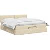 vidaXL Letto ottomano con materasso Crema 200 x 200 cm Tessuto