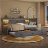 NovaFurnish Divano letto, letto giornaliero, 90 x 200 cm, con luci a LED, vano portaoggetti sul letto, letto estraibile, presa di corrente e USB, senza materasso (grigio, 90 x 200 cm)