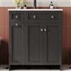 luckdect Mobile-Lavabo con Lavabo 76 cm, Mobile Bagno su Piedi,Lavabo in Ceramica,Cassetti a scomparti,2 ante, 2 ripiani