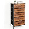 Relaxdays Comò, marrone/nero | HxLxP: 94 x 45 x 30 cm, 5 cassetti tessuto, metallo, MDF, ingresso, camera, soggiorno, cassettiera