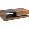 AC ANGEL CERDÁ Angel Cerdá - Tavolino Salotto Moderno in Legno Noce e Vetro Fumé Nero con Cassetto | Tavolino Rettangolare con Contenitore | Base in Legno | Ideale per il Soggiorno | 130 x 70 x 36 cm