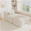 NADEUSAK Divano con ottomano, beige, modulare singolo, senza cornice, design ondulato, imbottitura in schiuma 32D ad alta densità, cuscino per lo schienale mobile, tessuto morbido, soggiorno e camera