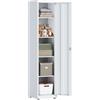 HOMSTEEL Armadietto da Esterno in Metallo 40 x 40 x 181.5cm,Bianco | Con Serratura, Armadietto Stretto Salvaspazio,con 4 Ripiani Regolabili, per Ufficio, Casa, Garage e Ripostiglio