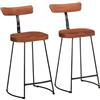 TEKGHUT Sgabello da bar, 2 pezzi, 49 x 43 x 88 cm, in legno massello di | Stabile gambe in metallo, schienale, poggiapiedi, portata fino a 110 kg, per cucina e balcone