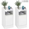 HOMCOM Set di 2 Comodini da Camera da Letto con Ricarica 25x30x60 cm Bianco | Coppia di Comodini Salvaspazio Moderni, Armadietto, Ripiano Aperto, Tavolini per Camera da Letto
