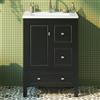 luckdect Mobile-Lavabo con lavabo 62 cm, mobile bagno su gambe nere, lavabo in ceramica impermeabile, 3 cassetti e 1 porta, per piccoli spazi