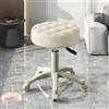 ohfruit Sedia girevole con ruote, altezza regolabile a 360 gradi, cuscino morbido in velluto, design a petali, sgabello da lavoro per salone, bar, caffetteria, casa, ufficio, beige