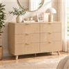 AilZylphera Credenza Cassettiera 6 Cassetti, 120x40x80,7 cm, Mobile Ondulato Rovere | Credenza moderna per soggiorno e ingresso, mobile multiuso elegante con frontali cannettati e tanto spazio, rovere