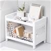 Generic Organizer da scrivania a 2 ripiani, in plastica, per bagno, cucina, 23 x 15 cm