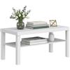 HOMCOM Tavolino Salotto a 2 Livelli Tavolino da Caffè 90x45x44.5cm Bianco | Tavolo Salotto, Piano Spesso, Rettangolare, Moderno da Divano, Ripiano Portaoggetti in Legno, per Soggiorno Casa Ufficio