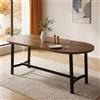 Merax Tavolo da pranzo rotondo, semplice tavolo ovale per 6-8 persone, gambe in metallo stabile, per soggiorno, sala da pranzo, cucina, ufficio, giardino, colore noce, 180 x 80 x 75 cm