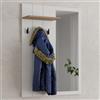 Dmora Mobile da Ingresso Bhimnpara 77x20x102h cm Bianco Specchio Incluso un Ripiano, Appendiabiti