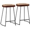 TEKGHUT Sgabello da bar, 2 pezzi, marrone scuro, 41 x 29 x 62 cm | telaio in ferro verniciato a polvere, ecopelle con imbottitura in schiuma, design retrò, massimo 110 kg per seduta