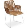 Iconik Interior Sedia da pranzo in rattan - Sedia da giardino Boho Bali Design - Tale Bianco