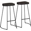 TEKGHUT Sgabello da bar, 2 pezzi, nero, 45 x 40 x 78 cm, in legno massello | Stabili gambe in metallo, comodo poggiapiedi, per cucina e balcone, portata 110 kg