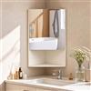 Lumibric Armadietto da bagno ad angolo con specchio, 60 x 40 x 23,5 cm | Armadietto da bagno in legno con specchio HD, salvaspazio, porta reversibile, per bagno, soggiorno