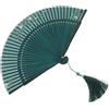 OSOLADY Ventaglio Pieghevole a Mano Vintage Verde in bambù, Carta e Tessuto | Nappe Decorative, Piegatura Morbida, Facile da Riporre e Trasportare, per Danza e Matrimonio