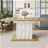 Kebnor Tavolo da pranzo in rilievo, tavolo allungabile per cucina e soggiorno, 110 (140) x 70 x 76,5 cm, con impiallacciatura in legno e decorazione in rilievo