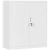 MMT Furniture Designs Ltd Piccolo armadietto in acciaio - 2 ante e 2 ripiani chiudibile a chiave - Armadietto in metallo per casa, ufficio, documenti, cucina, dispensa e garage, bianco