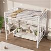 Rvjiahe Letto a soppalco 140 x 200 cm, struttura letto in metallo, scala doppia, colore: bianco