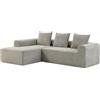 HOMCOM Divano Angolare 3 Posti Senza Struttura con Penisola, Grigio Chiaro | Seduta Ampia Profonda, Divano Modulare a L con Chaise Longue, Braccioli Larghi, 3 Cuscini, Ciniglia, 242x178x83cm, Soggiorno