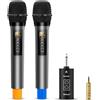 Bietrun Microfoni senza fili Bietrun con eco, acuto, basso e Bluetooth, portata di 160 piedi, sistema microfonico dinamico portatile UHF con ricevitore ricaricabile per karaoke, canto, amplificatore, sistema