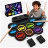 KIRJAUDU Batteria Elettronica Portatile da Rotolare per Bambini e Adulti dotata di 9 pad silenziosi e altoparlante Bluetooth, Batteria Musica per Principianti, Kit Completo di Pedali e Bacchette