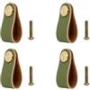 CJMUQHEHH 4 maniglie per mobili in pelle fatte a mano, 64 x 25 mm, con testa in ottone, ideali per cassetti, armadi e mobili, impermeabili, durevoli, per famiglie con bambini (verde)