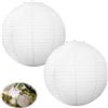 Domicubes 2 paralumi rotondi in carta bianca, lanterna di carta, stile classico, in bambù, a coste, decorazione per progetti creativi e feste, giardino, matrimoni (20 cm, 8)