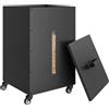 Outsunny Porta Pellet da Interno con Ruote da 30 kg in Acciaio, Nero | Contenitore Pellet da Interno, con Coperchio, Finestra di Controllo e Setaccio con Manico