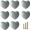 M MIMHOOY 8 pomelli in ceramica grigia, a forma di cuore, per armadi e cassetti