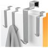 MDCASA ganci per il retro della porta in diversi colori - 4 pezzi - Gancio appendiabiti sopra porta - Porta asciugamani - Appendiabiti da porta - Ganci da bagno - 100 mm x 15 mm x 42 mm, Argento